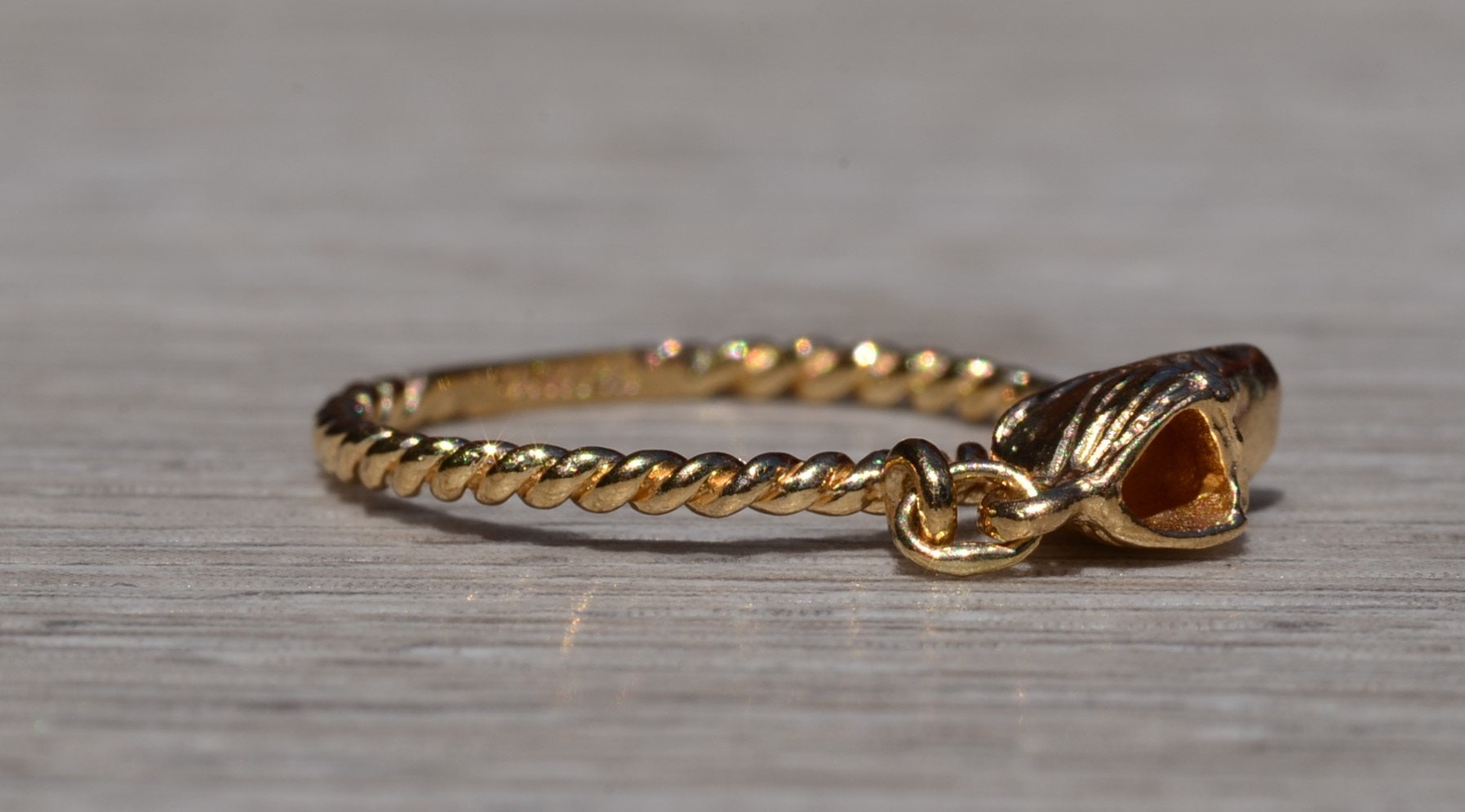 The Cape San Blas: Yellow Gold Baby Shoe Ring - Image 6
