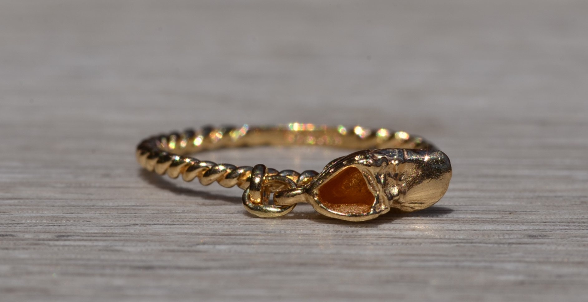 The Cape San Blas: Yellow Gold Baby Shoe Ring - Image 7
