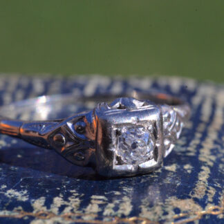 SOLD: The Joyce:  14 Karat White Gold Filigree Engagement Ring
