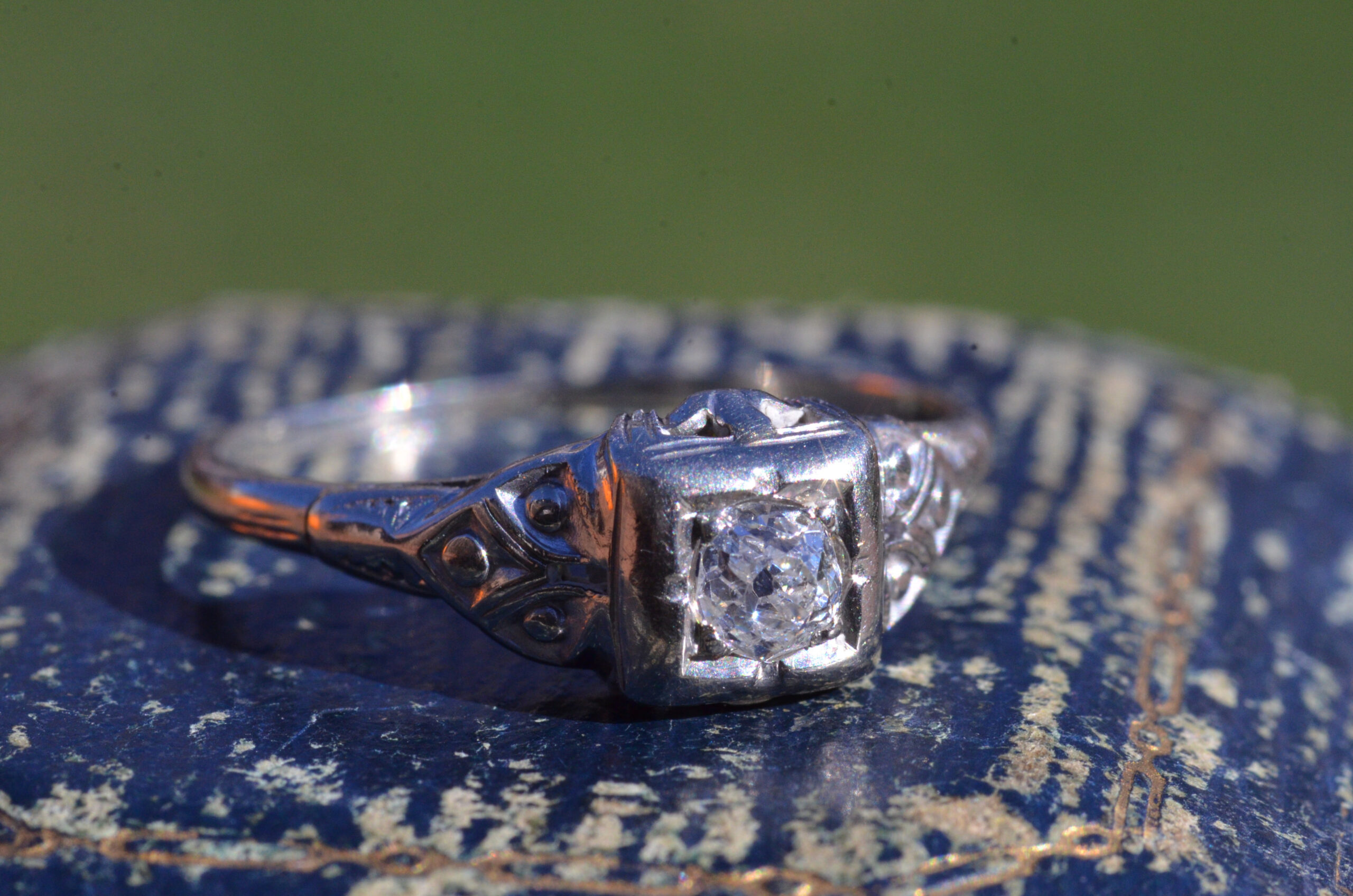 SOLD: The Joyce: 14 Karat White Gold Filigree Engagement Ring