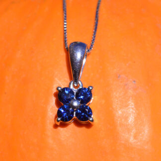 SOLD: The Veronica:  Signed Sapphire Alhambra Drop Necklace