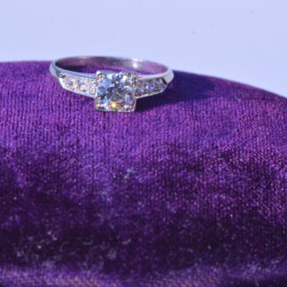 SOLD - The Azalea:  Antique Platinum Engagement Ring with European Cut Diamond