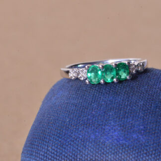 SOLD: The Esmeralda:  White Gold Emerald and Diamond Ring