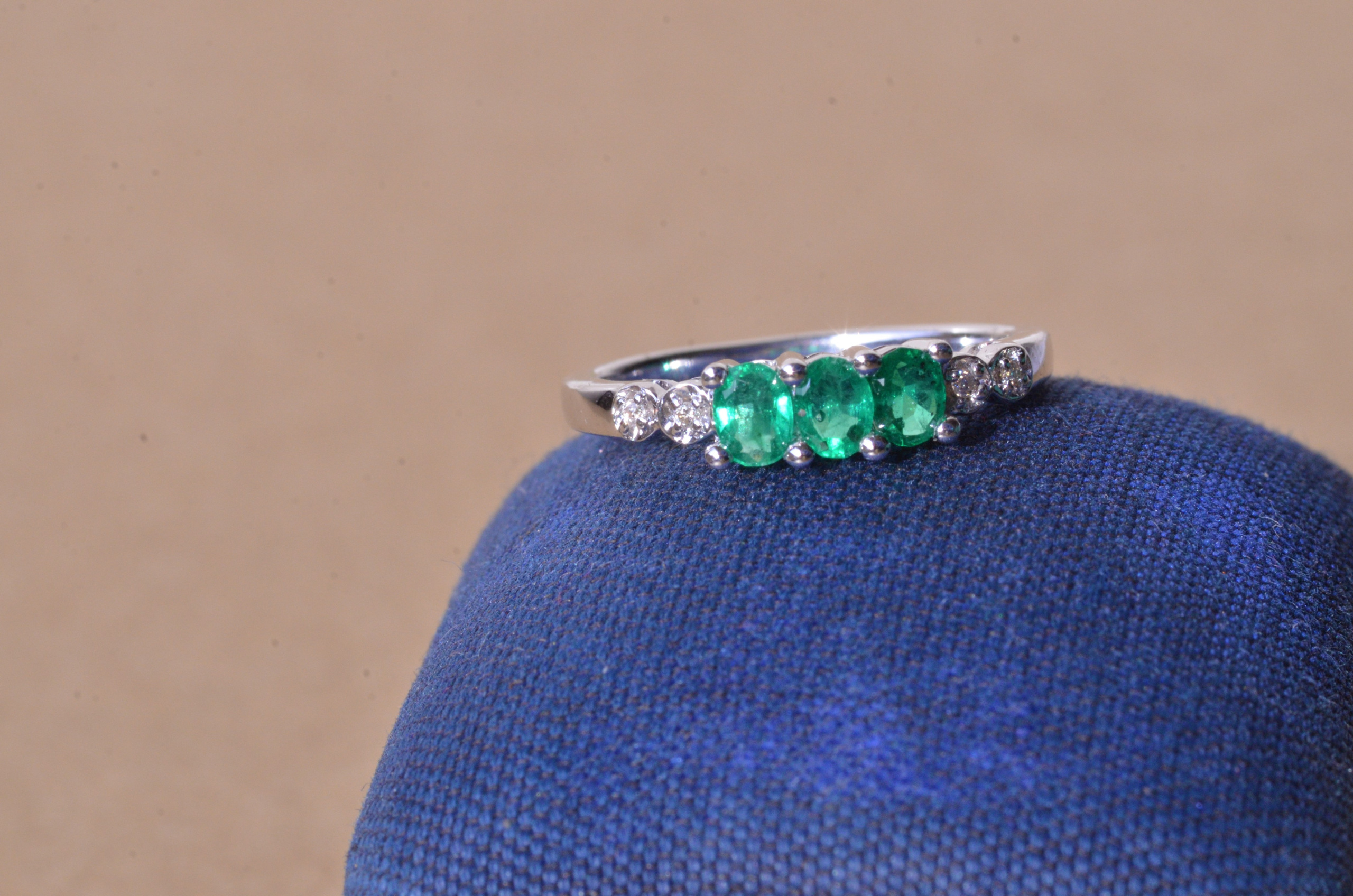 SOLD: The Esmeralda: White Gold Emerald and Diamond Ring