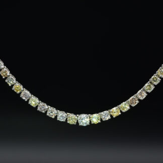 SOLD - The Cairns:  Outstanding Natural Fancy Color Diamond Riviera Necklace