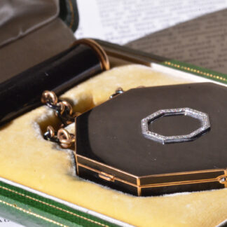 SOLD: La Vendome: Antique Cartier Paris enamel compact case and lipstick case or snuff box