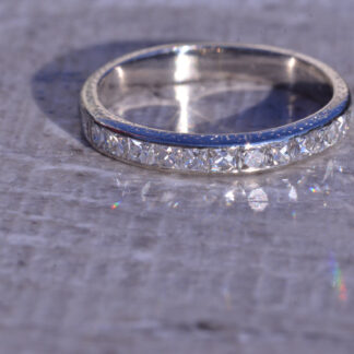 SOLD - The France:  Original Antique French Cut Diamond Wedding Band with Original Engraving