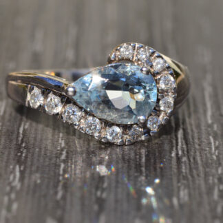 SOLD: The Castelo:  Contemporary Diamond and Aquamarine Engagement Ring