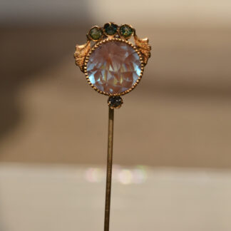 SOLD: The Arendal:  Rose Cut Saphiret Antique Glass and Paste Victorian Stick Pin