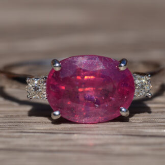SOLD: The Aldora:  East to West Ruby and Diamond Ring