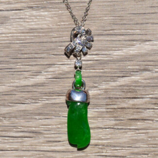 SOLD - The Verdes:  Antique Imperial Jadeite A Jade Fei Cui Pendant with Diamonds