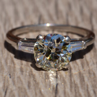 SOLD: The Roosevelt Boulevard:  Platinum Engagement Ring set with Old  Mine Cut Diamond