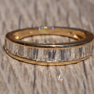 SOLD - The University Avenue:  Vintage Yellow gold and Baguette Cut Diamond Band