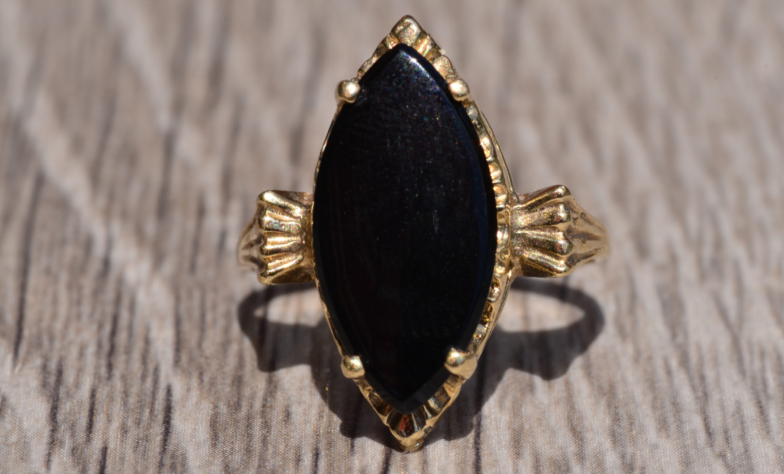 SOLD - The Soto Street: Mid Century Yellow Gold Ring Set with Onyx
