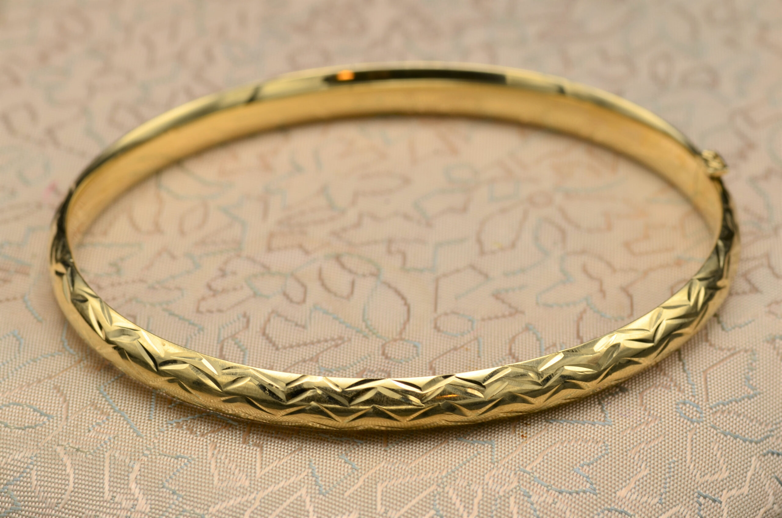 SOLD - The Knoll Crest: Colombian Gold Bangle Bracelet