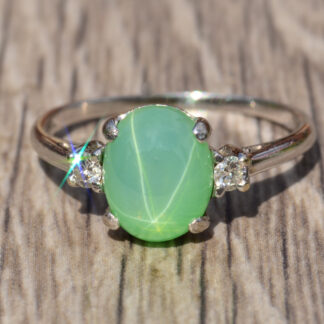 SOLD: The Salt Lake Highway:  Lab Grown Star Sapphire in White Gold with Diamonds