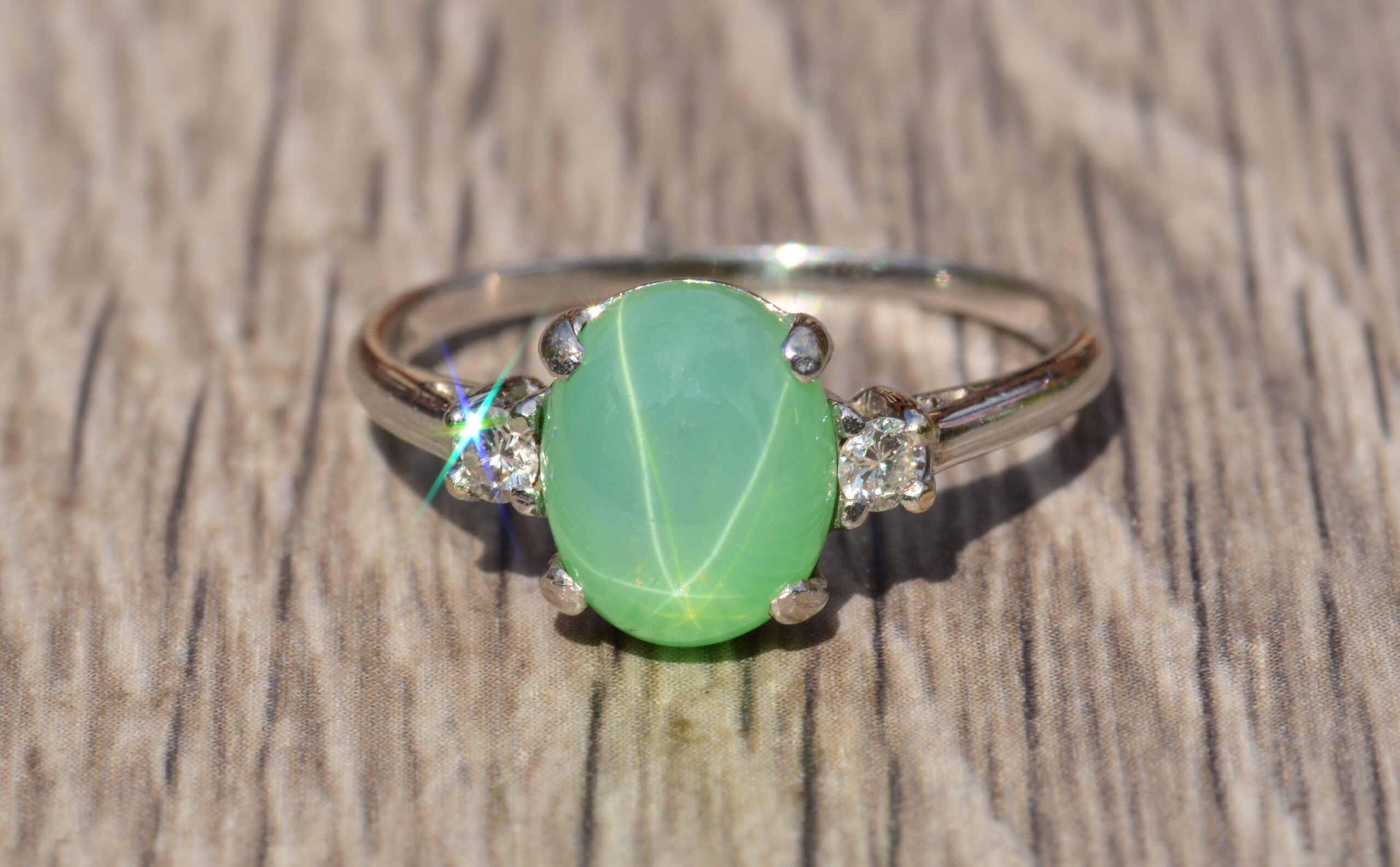 SOLD: The Salt Lake Highway: Lab Grown Star Sapphire in White Gold with Diamonds