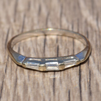 SOLD - The Abella: Antique Baguette Stackable Band in White Gold