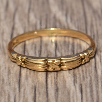 SOLD:  The Akamine Drive:  Antique Yellow Gold Band with Floral Motif
