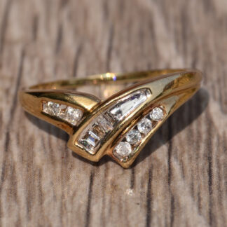 SOLD - The Bowen Road:  Vintage Contemporary Yellow Gold and Diamond Ring