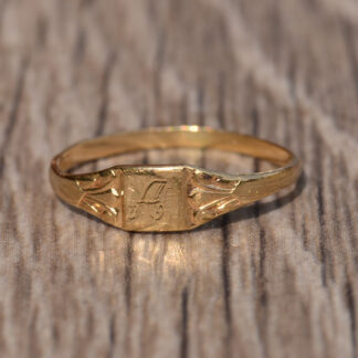 SOLD - The Monteria:  Antique Yellow Gold Engraved Children's Ring