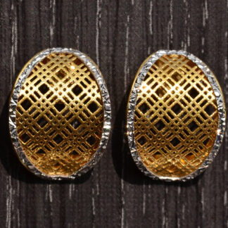 SOLD - The Minas:  Italian Made Signed MILROS Two Tone Gold Earrings
