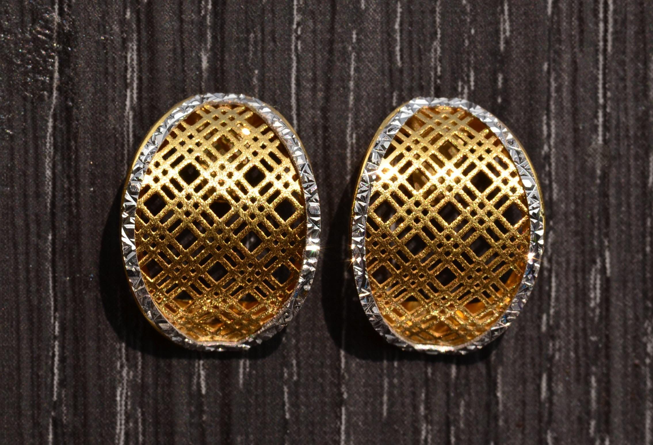 SOLD - The Minas: Italian Made Signed MILROS Two Tone Gold Earrings