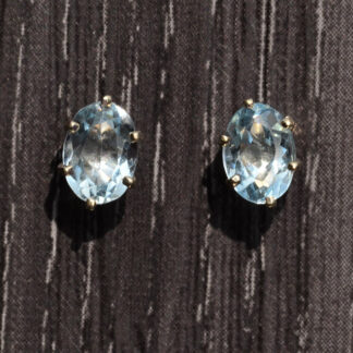 SOLD - The Tildens:  Vintage 2 Carat Oval Aquamarine Studs in White Gold