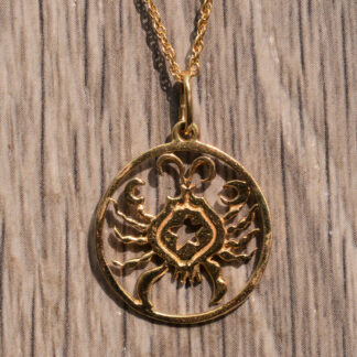 SOLD - The Karkinos:  Cancer Zodiac Sign Pendant in 14 Karat Yellow Gold