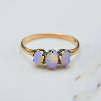 SOLD: The Pinnacle:  Signed Victorian Opal Trilogy Ring in Rose Gold