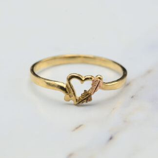 SOLD - The Kern:  Simple Ladies Rose Gold and Yellow Gold Heart Ring