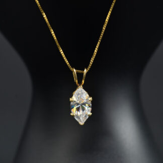 SOLD - The Windley:  Contemporary Cubic Zirconia Solitaire Necklace in Yellow Gold