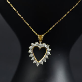 SOLD - The Mowry:  Contemporary Diamond Heart Necklace in 14 Karat Yellow Gold
