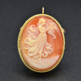 SOLD - The Corvus:  Carved Cameo Brooch/Pendant Combination Piece in Yellow Gold