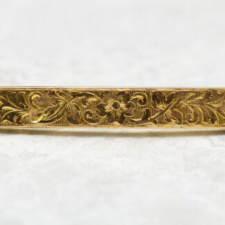 SOLD - The Draco:  Antique Signed Yellow Gold Floral Bar Brooch