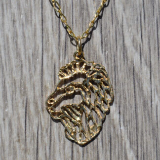 SOLD - 14 Karat Oval Curb Lion Necklace in Yellow Gold