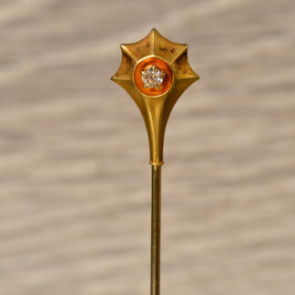 Vintage Signed 14 K Gold Stick Pin set with Diamond