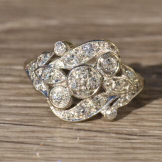SOLD: The Trena:  Antique Art Deco Ladies Platinum and 14K Gold Diamond Ring
