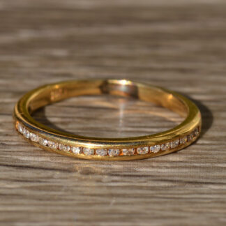 SOLD - The Spendlove:  Thin Ladies 14K Gold Channel Set Diamond Wedding Band
