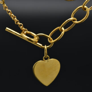 SOLD - The Vance:  Ladies 14K Gold Heart Dog Tag Necklace