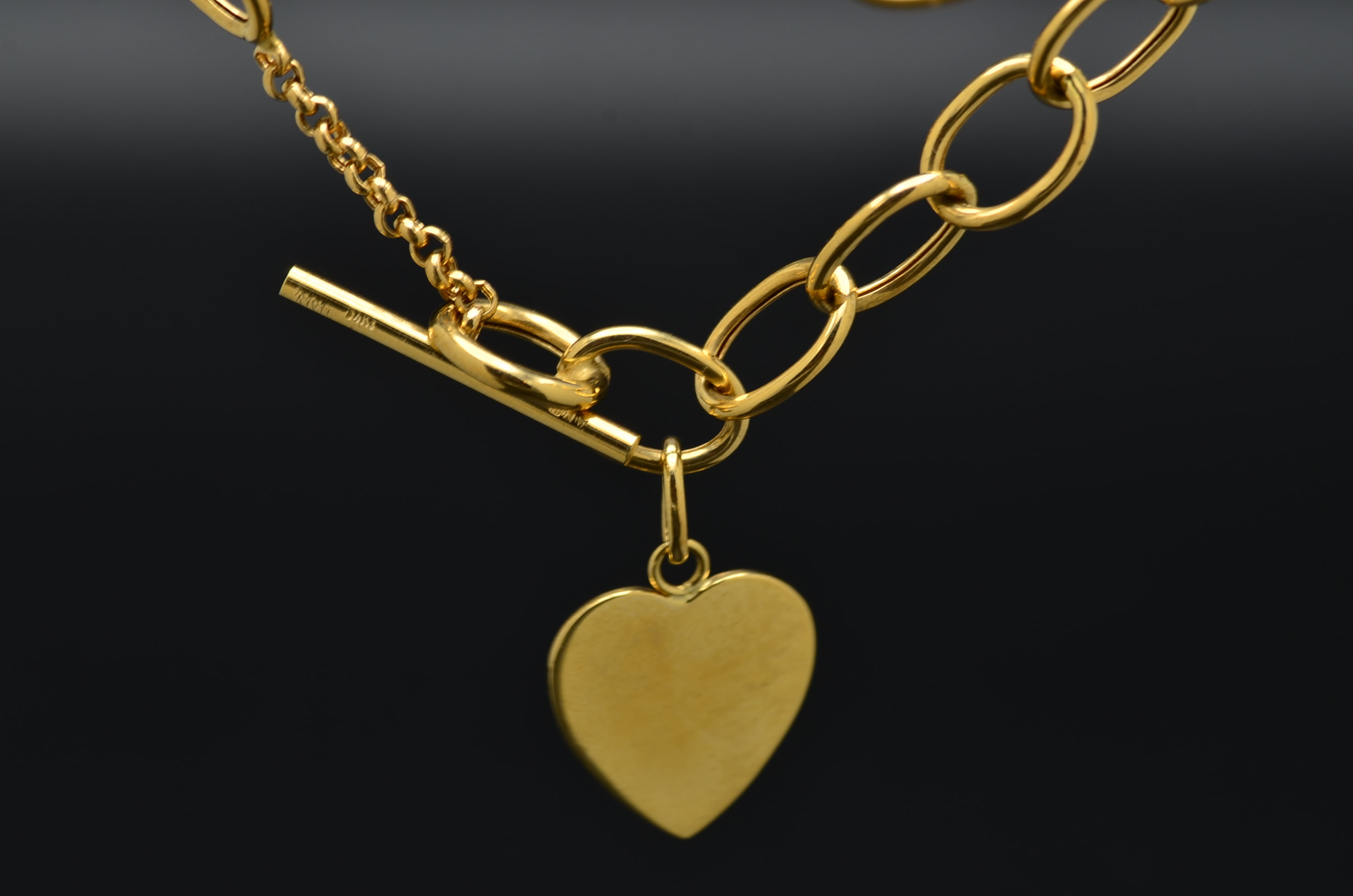 SOLD The Vance Ladies 14K Gold Heart Dog Tag Necklace Jewelry Memo