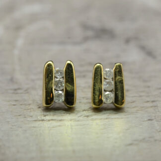 SOLD: The Medakas:  Vintage Yellow Gold and Diamond Stud Earrings
