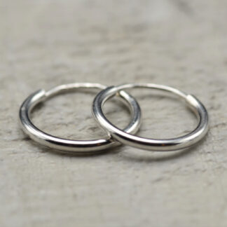 SOLD: The Vimbas:  Simple 14K White Gold Hoop Earrings