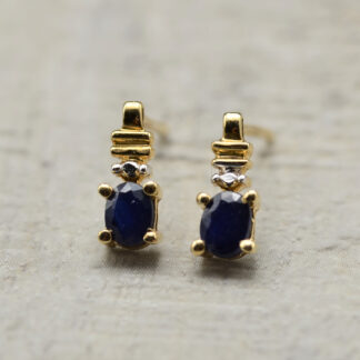 SOLD - The Topes:  Vintage Yellow Gold Sapphire and Diamond Stud Earrings