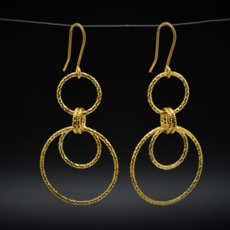 SOLD - The Morays:  Contemporary Triple Hoop Earrings in 14K Gold