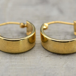 SOLD - The Nunkis:  14K Yellow Gold Wide Huggies Earrings