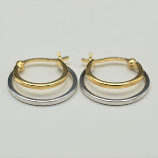 SOLD - The Rasalas:  14K Two Tone Gold Double Hoop Earrings