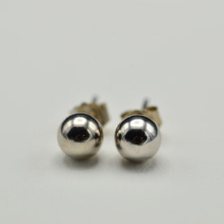 SOLD - Ladies Simple 14K White Gold Bead Ball Studs