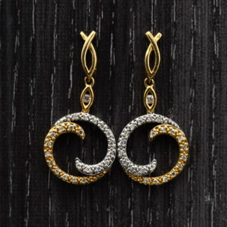 SOLD - The Gianettas:  Ladies Two Tone 14K Gold and Diamond Wave Yin & Yan Dangler Earrings