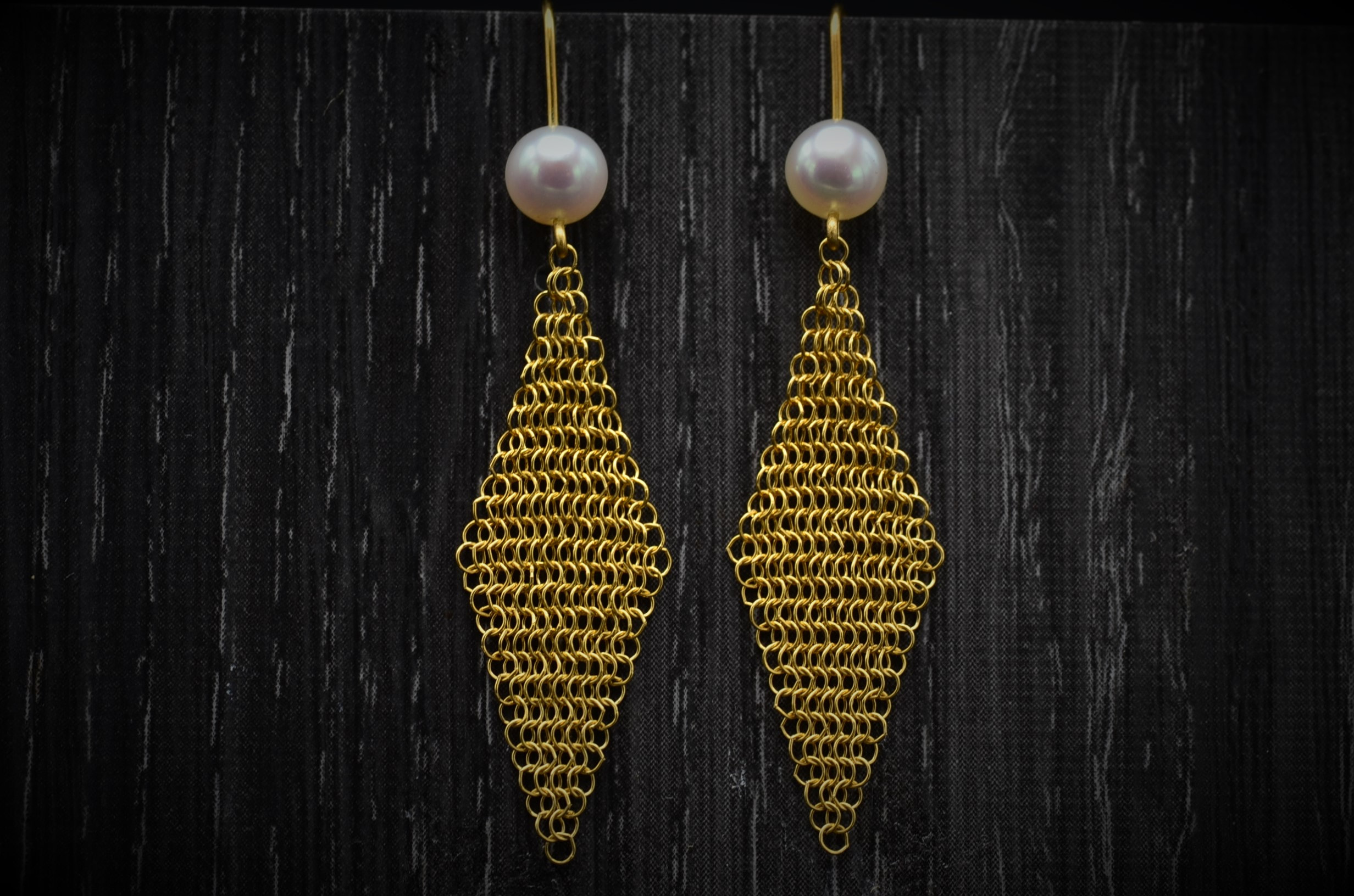 SOLD - The Organzas: Ladies 18K Elsa Peretti Mesh Fringe Earrings by Tiffany & Co.